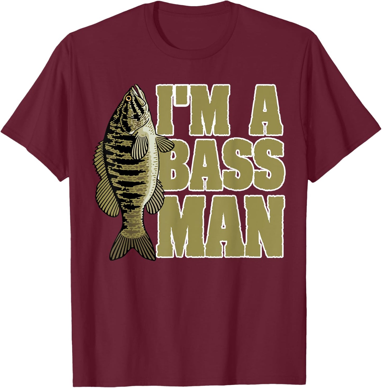 Bass Fishing Angling Mam Black Fish Fisherman Sport T-Shirt - T-Shirt | Maroon