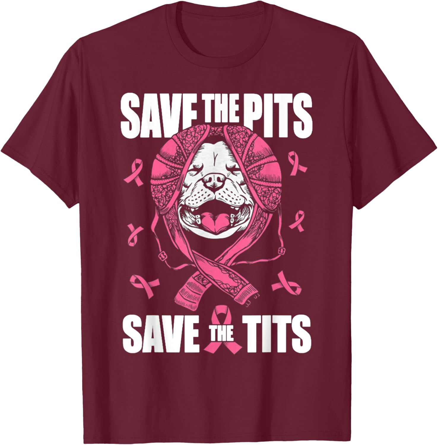 Save The Pits Save The Tits Breast Cancer Awareness T-Shirt - T-Shirt | Maroon