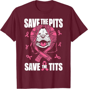 Save The Pits Save The Tits Breast Cancer Awareness T-Shirt - T-Shirt | Maroon