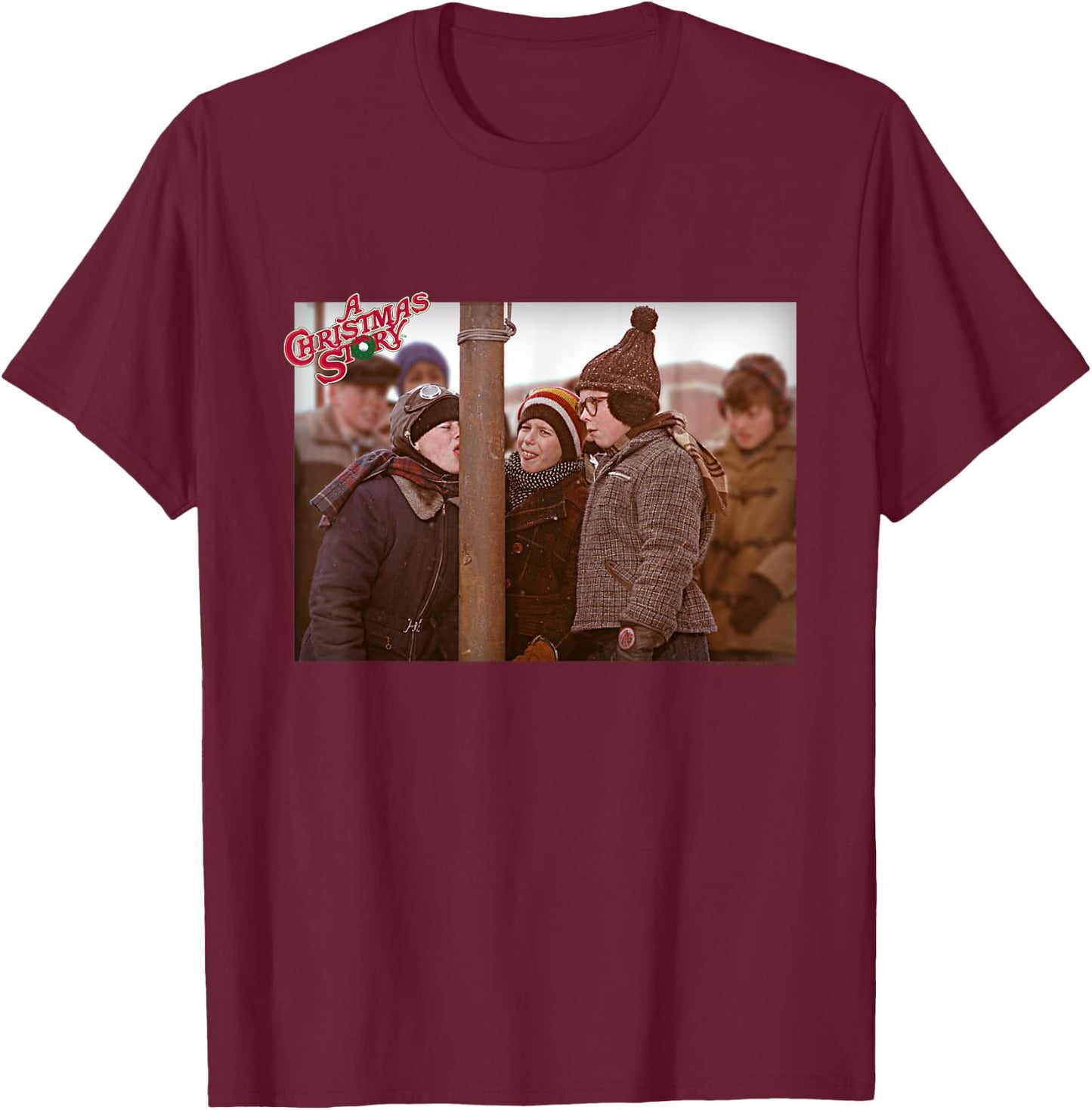 A Christmas Story Triple Dog Dare Photo Holiday Men Women T-Shirt - T-Shirt | Maroon