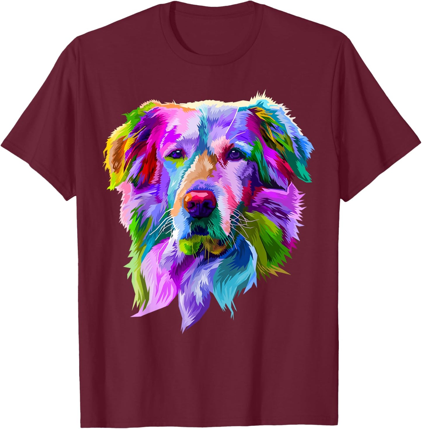Golden Retriever Pop Art Portrait for Dog Owners Men Women Girls Kids T-Shirt - T-Shirt | Maroon
