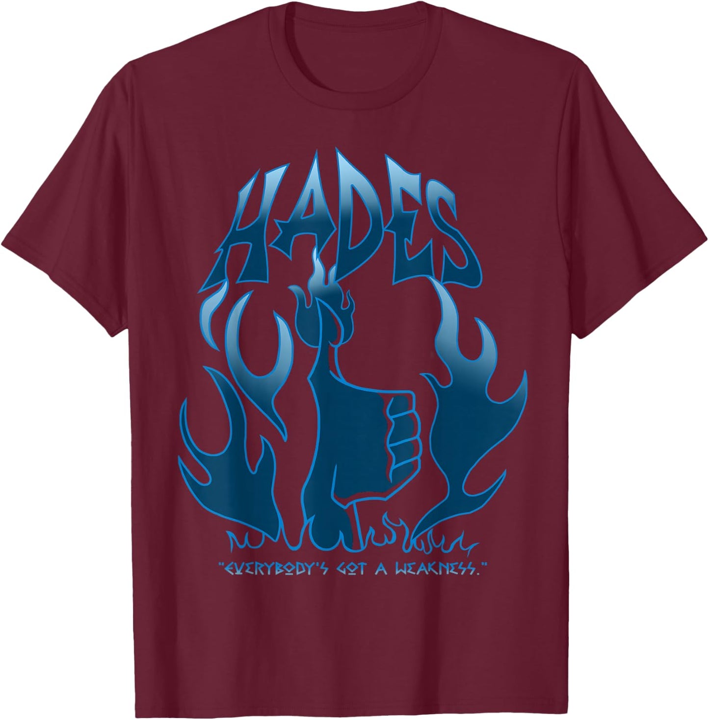 Disney Villains Hades Everybody's Got A Weakness Blue Flame Small T-Shirt - T-Shirt | Maroon
