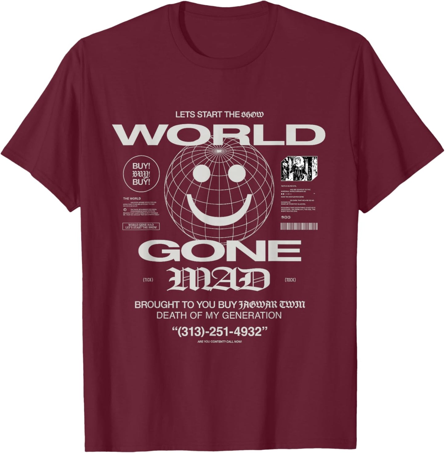 "World Gone Mad" T-Shirt - T-Shirt | Maroon