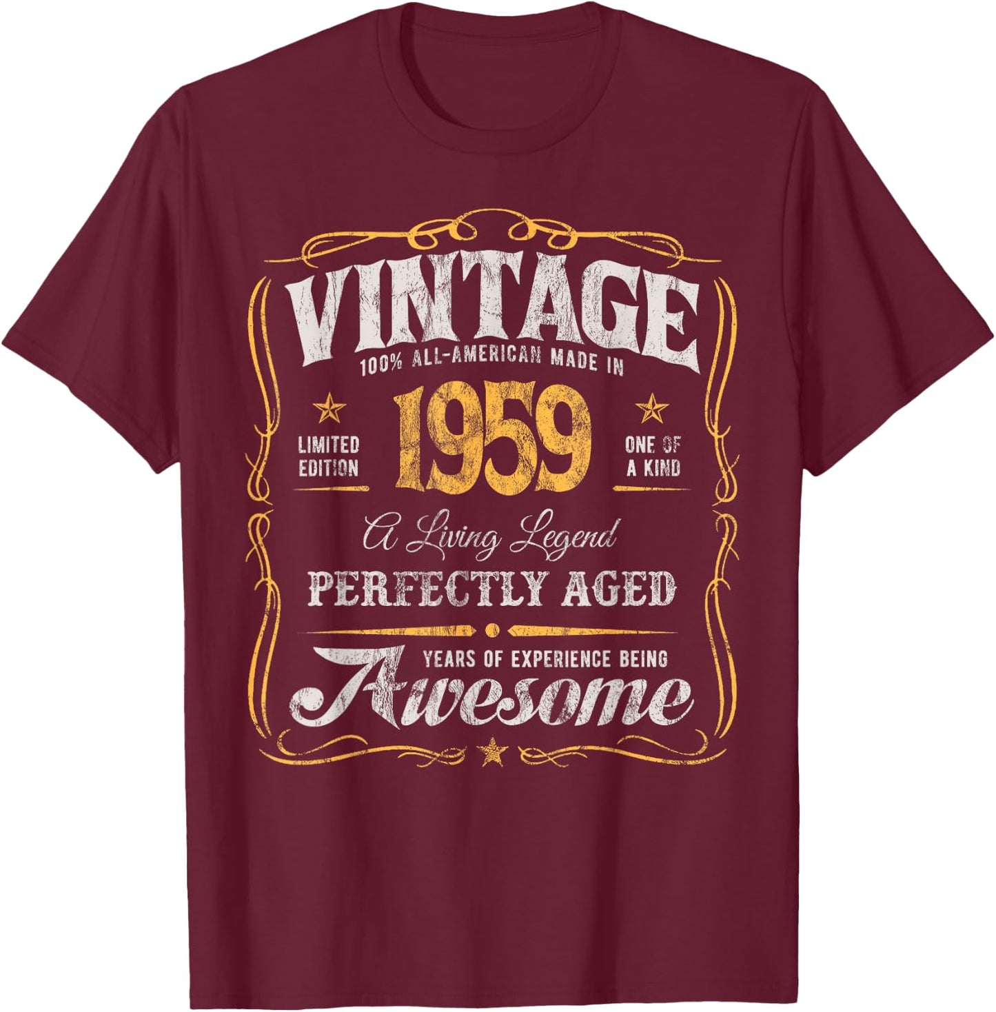 Classic 66th Birthday Original Made In 1959 Vintage T-Shirt - T-Shirt | Maroon