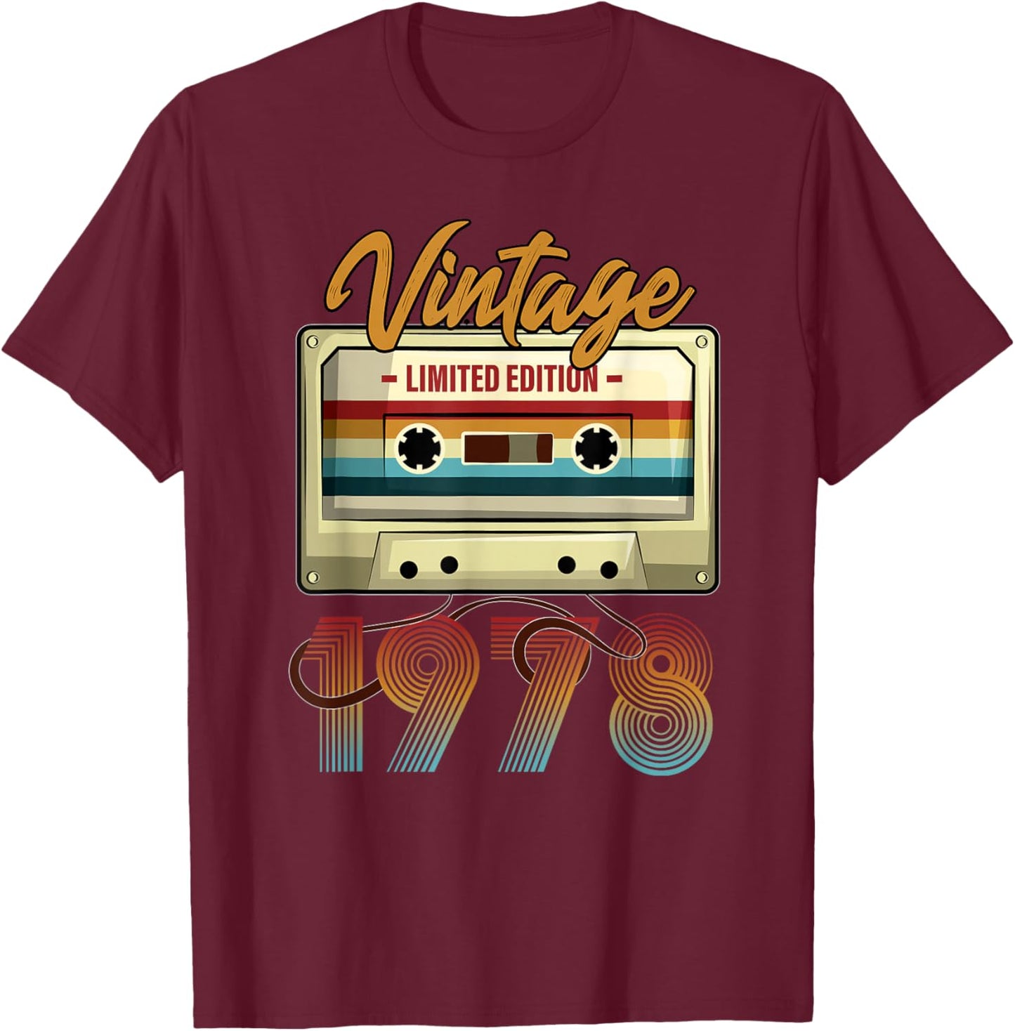 Vintage 1978 47th birthday cassette tape women B-day T-Shirt - T-Shirt | Maroon
