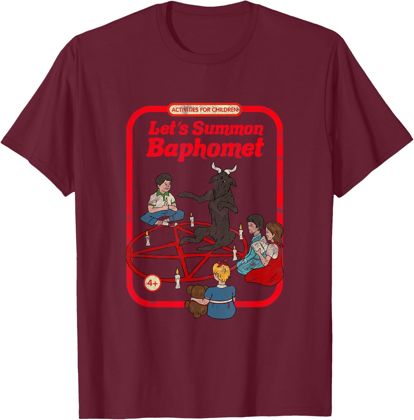 Let's Summon Baphomet Vintage Childgame Horror Goth Punk T-Shirt - T-Shirt | Maroon
