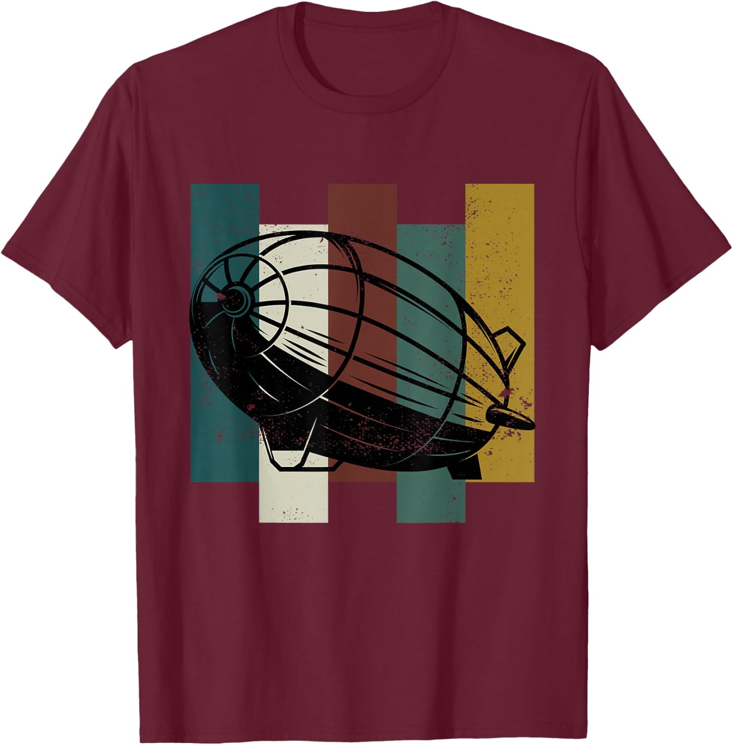 Zeppelin Retro Pilot Airship Vintage T-Shirt - T-Shirt | Maroon