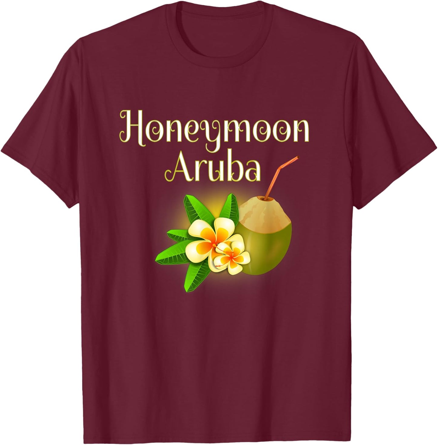Honeymoon in Aruba Shirt for couples, Wedding Gift T-Shirt - T-Shirt | Maroon