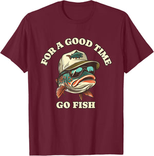 Funny Trout Fisherman Fishing Good Time Joke , Small, Black T-Shirt - T-Shirt | Maroon
