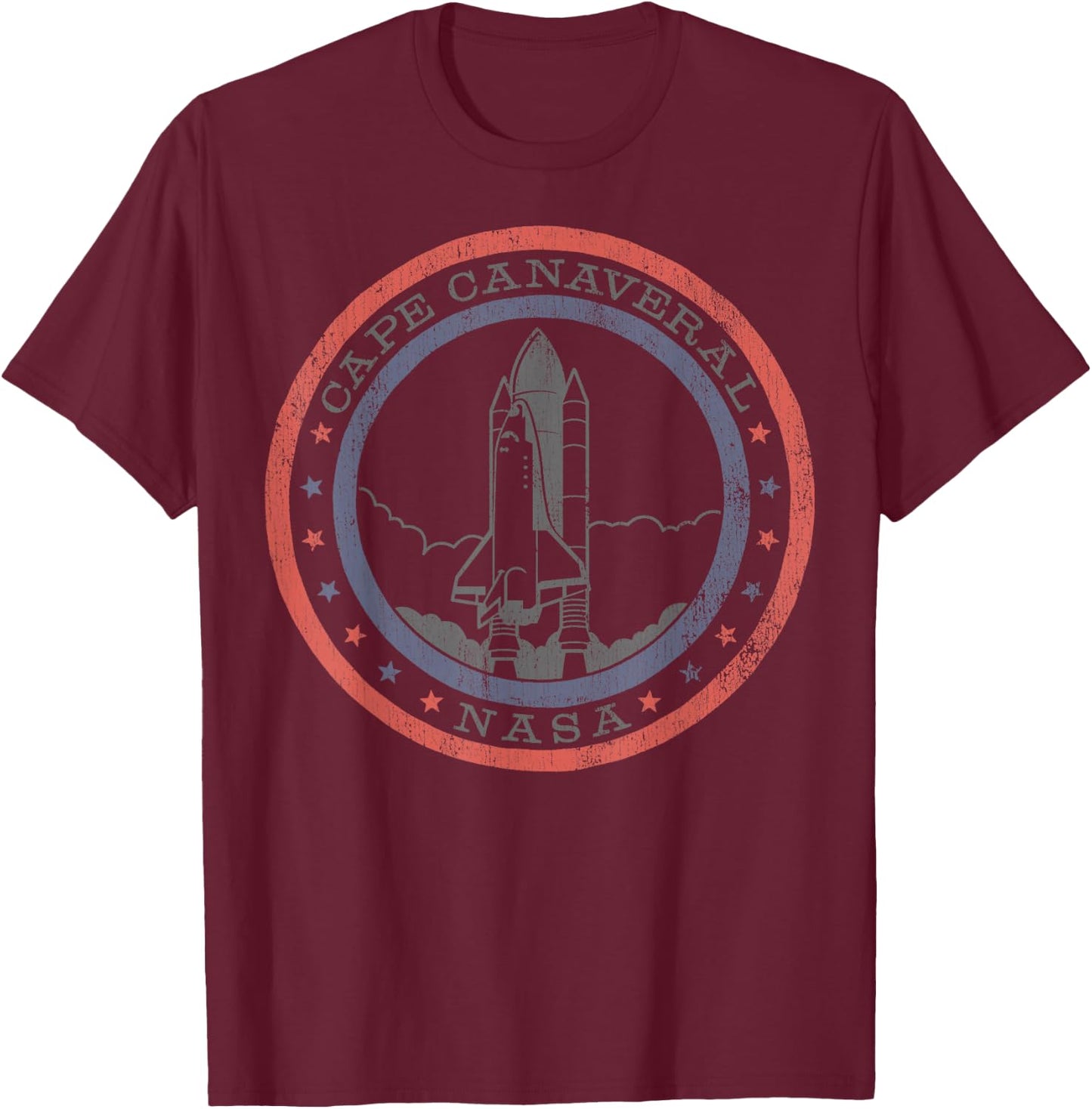 NASA Cape Canaveral Lift Off Red and Blue T-Shirt - T-Shirt | Maroon