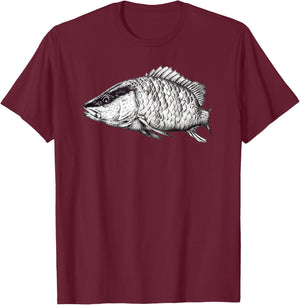 Mangrove (Gray) Snapper Fish T-Shirt - T-Shirt | Maroon
