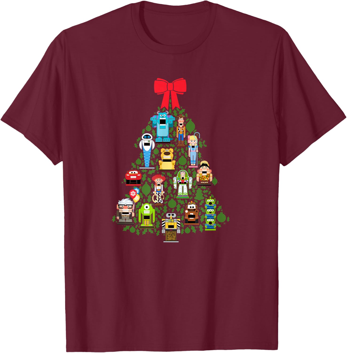 Disney and Pixar Christmas Tree Nutcracker Holiday T-Shirt - T-Shirt | Maroon