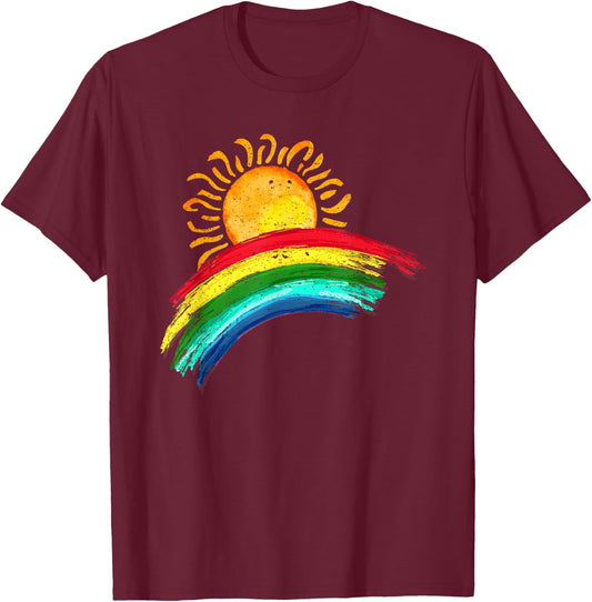 Sunshine and Rainbows Cute Distressed Gift T-Shirt - T-Shirt | Maroon