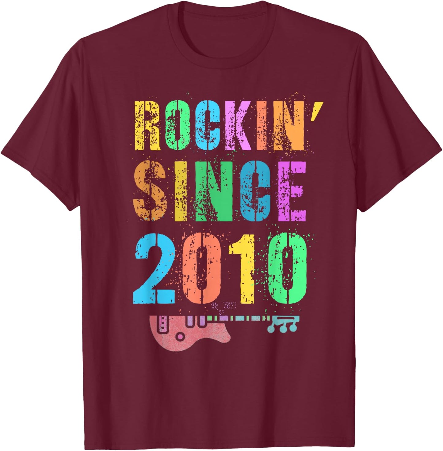 Vintage Rockin' Since 2010 Rockstar 16th Birthday Boy Girl T-Shirt - T-Shirt | Maroon