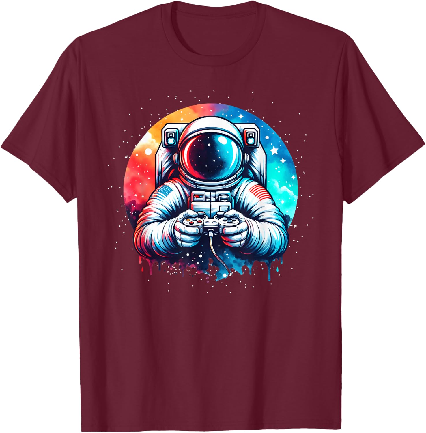 Funny Astronaut Space Gaming Planet Science Solar System T-Shirt - T-Shirt | Maroon