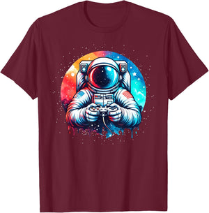 Funny Astronaut Space Gaming Planet Science Solar System T-Shirt - T-Shirt | Maroon