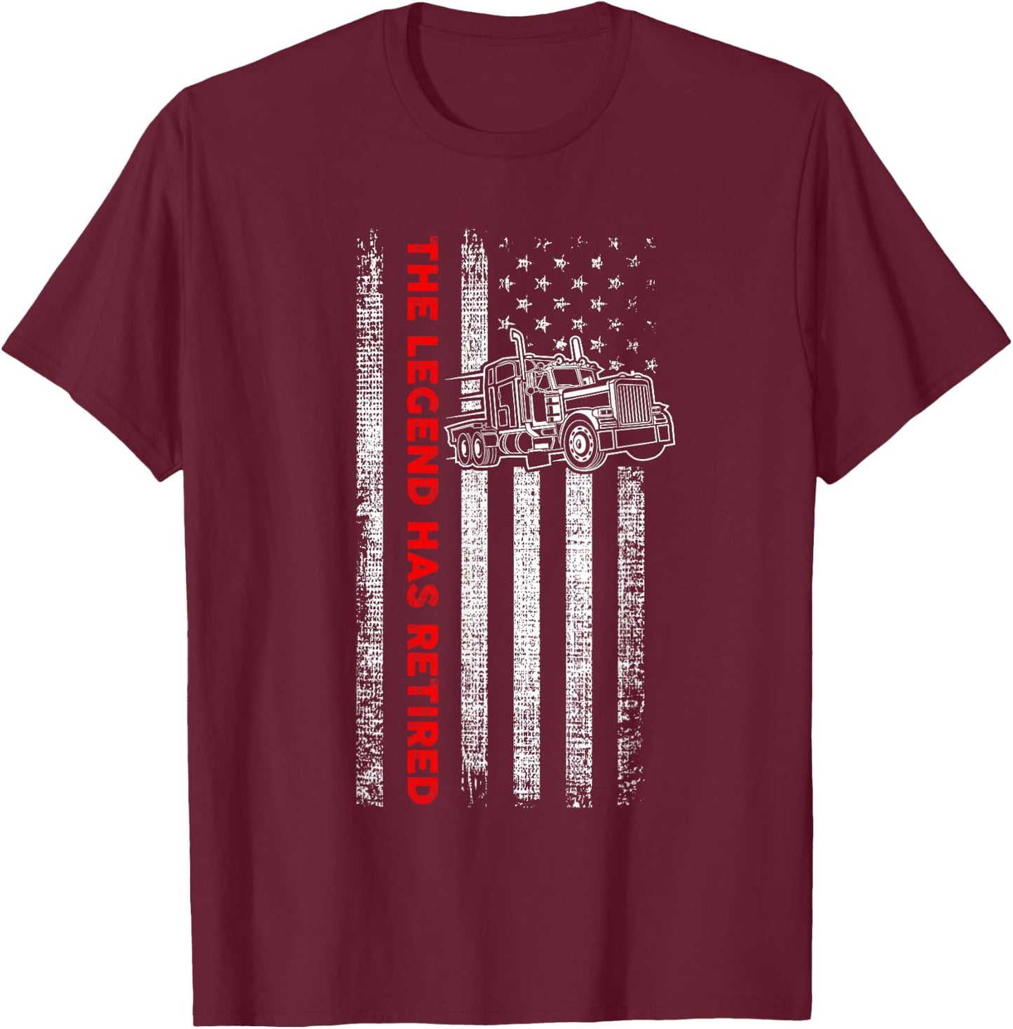 Retired Truck Driver - Patriotic Trucker - American Flag T-Shirt - T-Shirt | Maroon