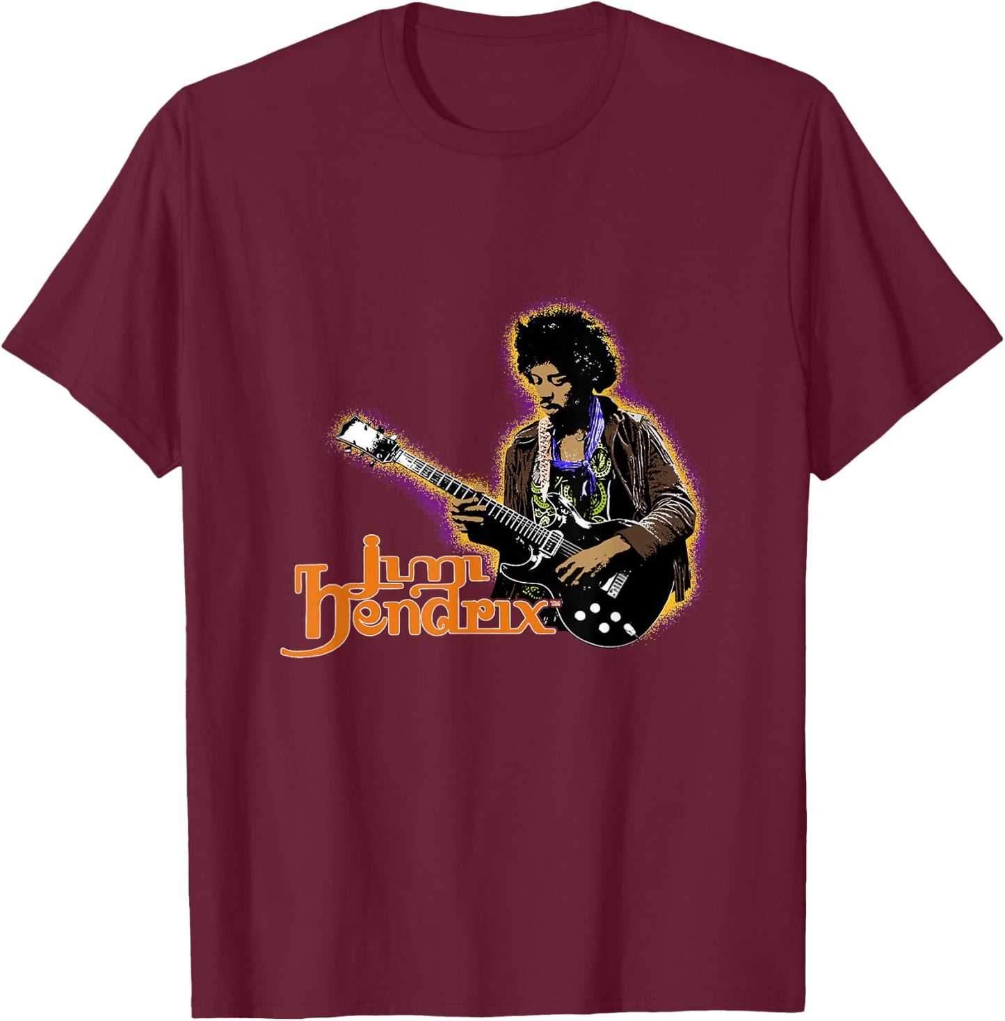 Jimi Hendrix Men's Autumn Glow Cotton Polyester Blend , Black, Small T-Shirt - T-Shirt | Maroon