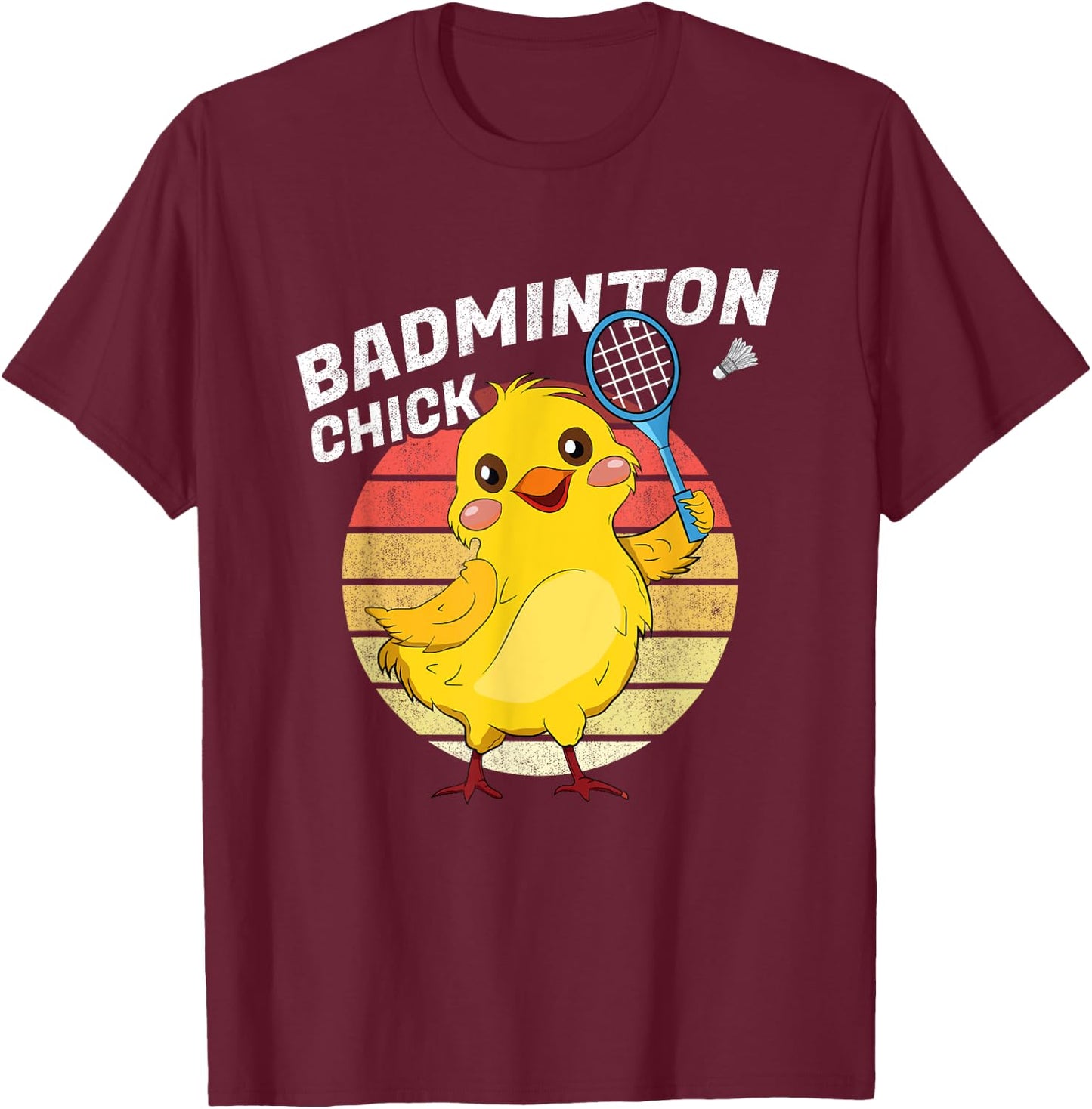 Badminton Chick Retro Chicken Birdie Women Badminton T-Shirt - T-Shirt | Maroon