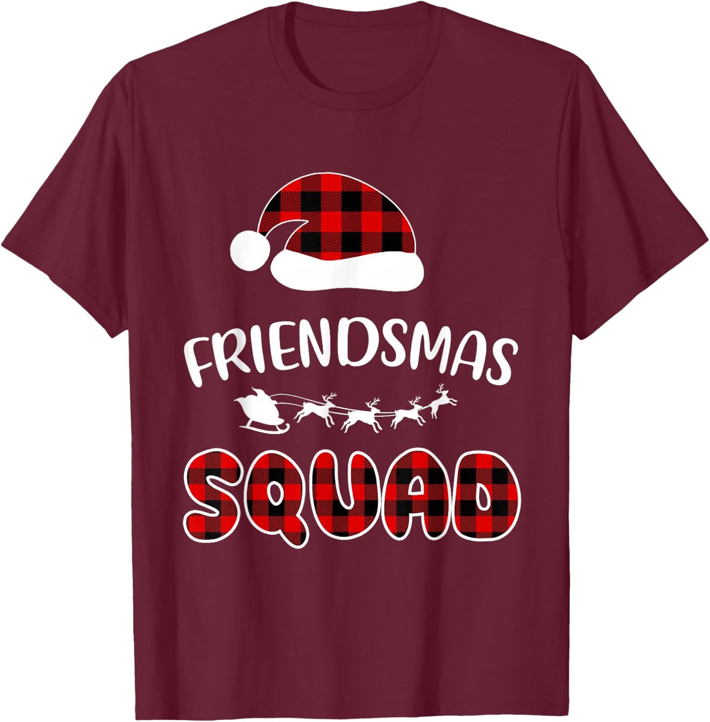 Friendsmas Squad Funny Xmas Light Family Matching Pajamas T-Shirt - T-Shirt | Maroon