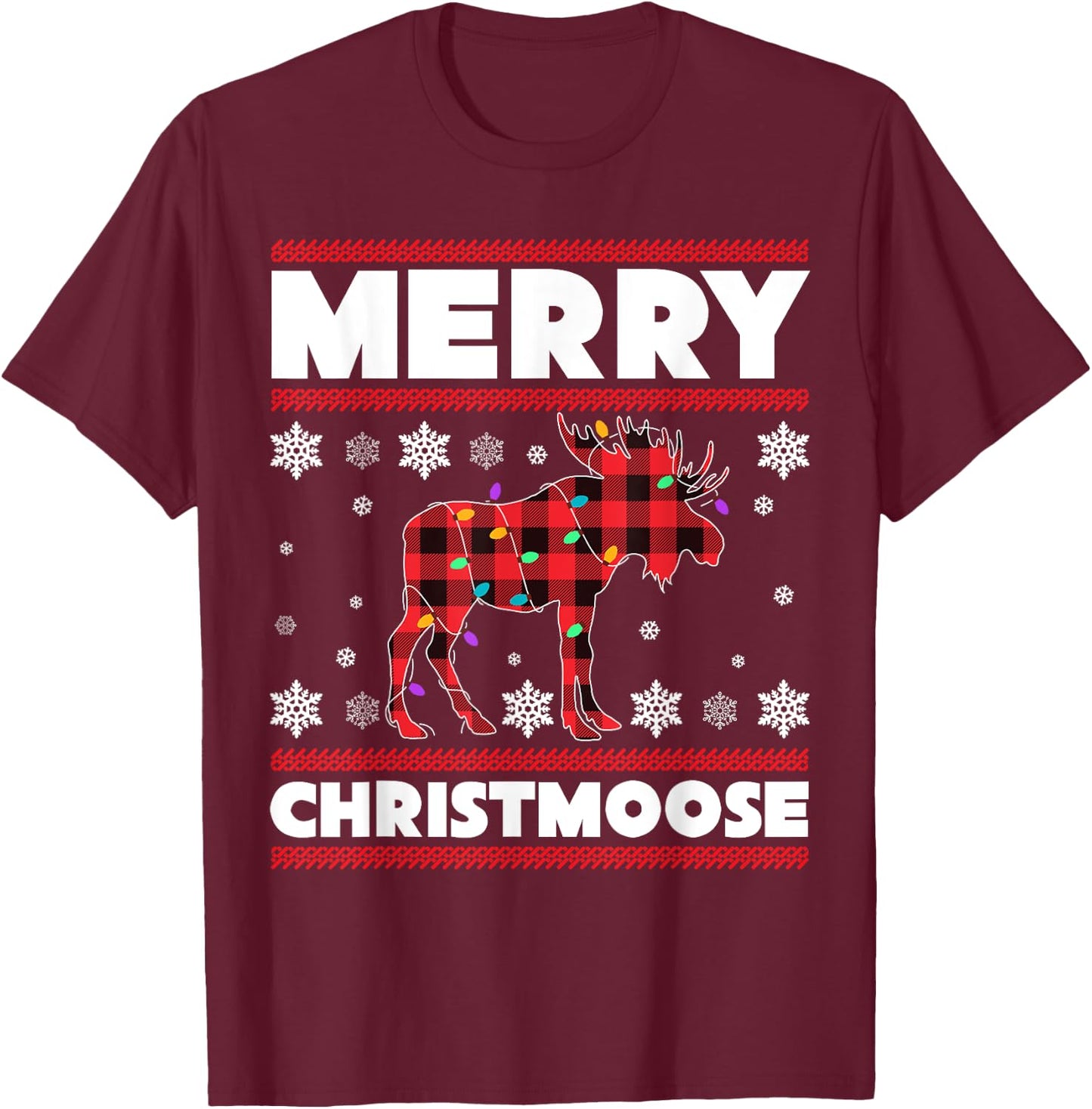 Merry Christmoose Christmas Moose Lover Xmas Holiday Gift T-Shirt - T-Shirt | Maroon