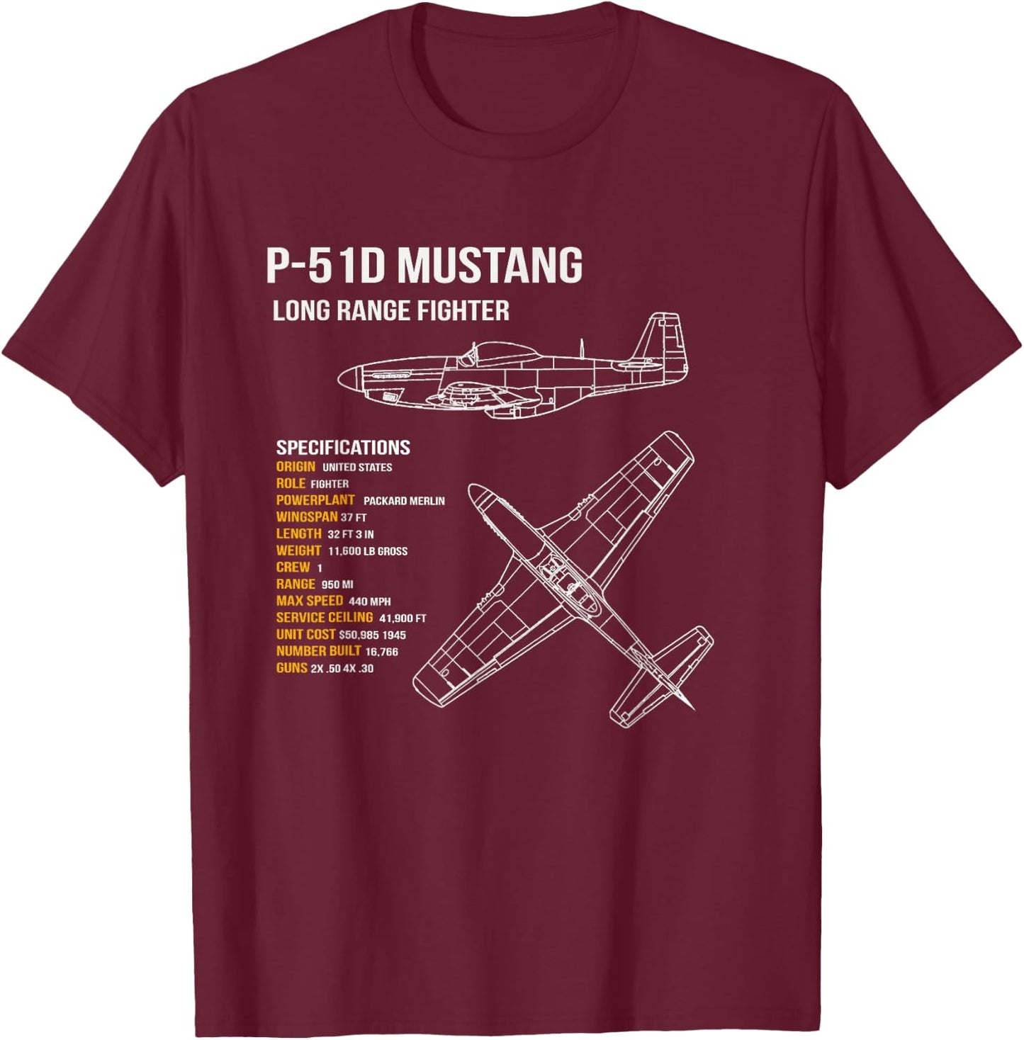P-51 Mustang T-Shirt - T-Shirt | Maroon