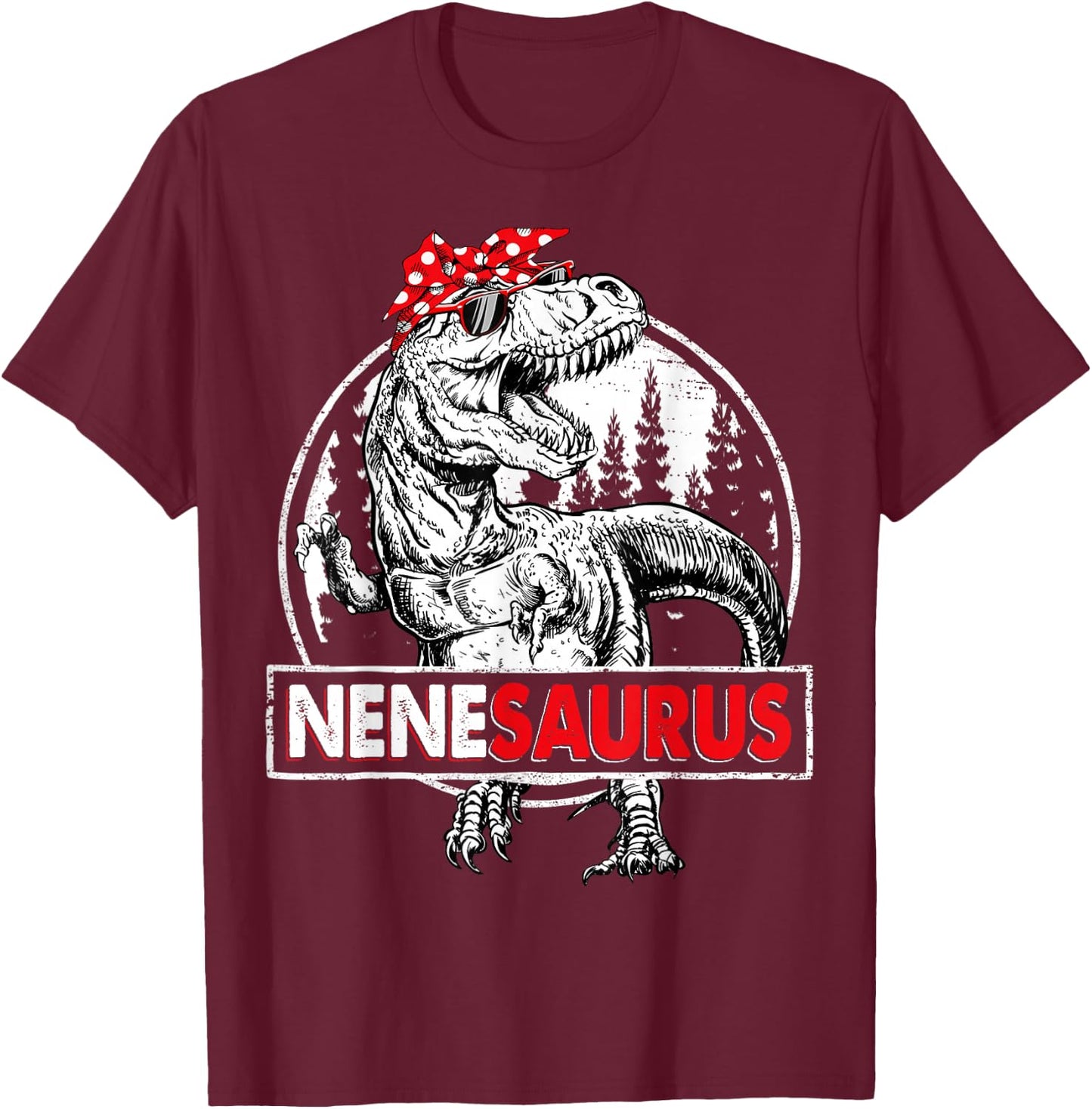 Nenesaurus T rex Dinosaur Nene Saurus Mother's Day Family T-Shirt - T-Shirt | Maroon