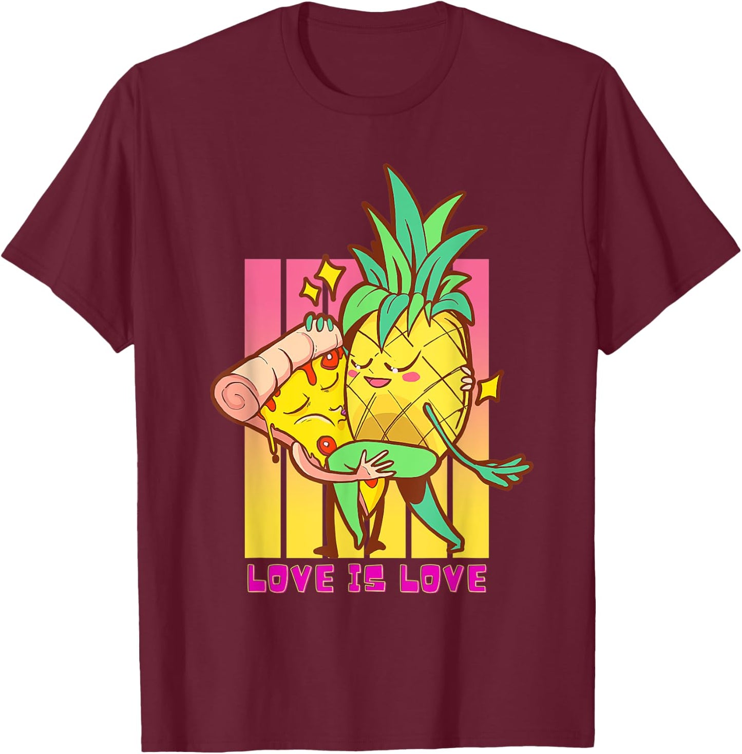 Pineapple Pizza Dancing Love Is Love Aloha Beach Hawaii T-Shirt - T-Shirt | Maroon