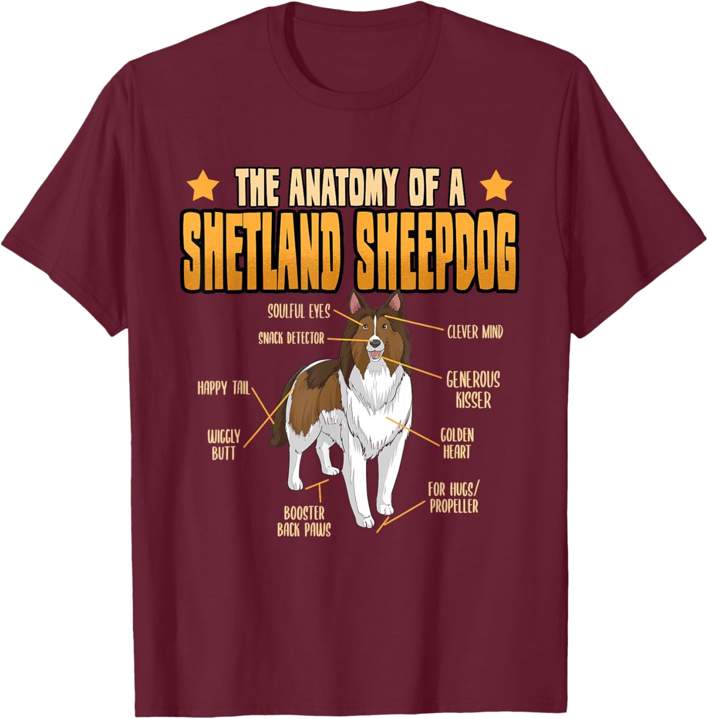 Sheltie The Anatomy Of A Shetland Sheepdog Puppy Lovers Women T-Shirt - T-Shirt | Maroon