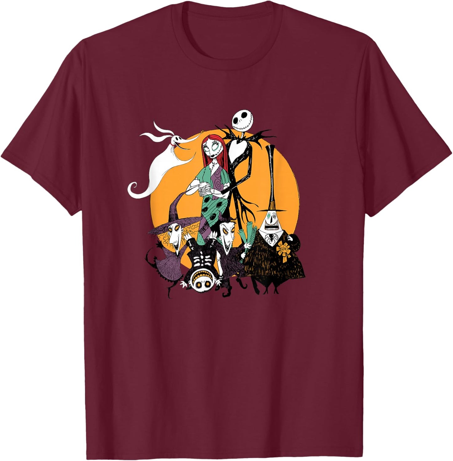 The Nightmare Before Christmas - Character Group T-Shirt - T-Shirt | Maroon