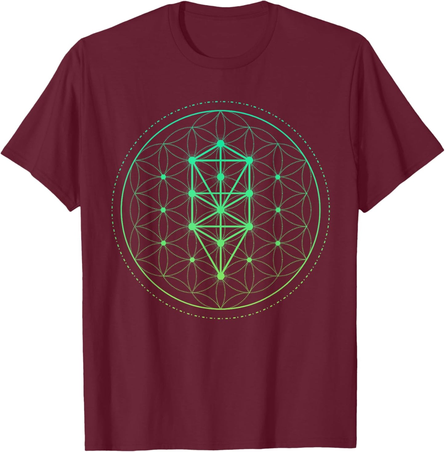 Watercolor Mandala Sacred Fractal Geometry Art Good Vibe T-Shirt - T-Shirt | Maroon