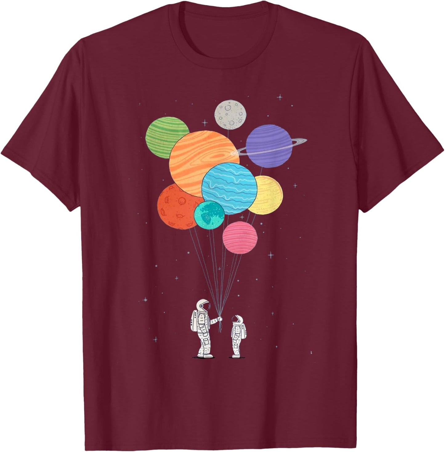 Planet Balloons T-Shirt - T-Shirt | Maroon