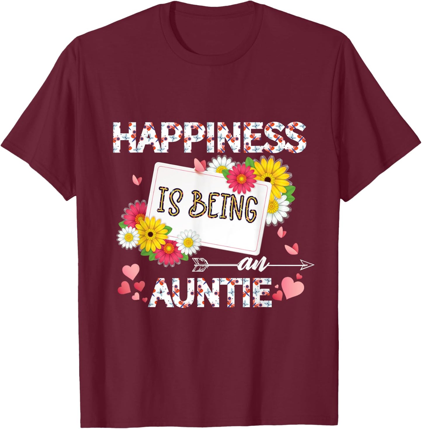 Happiness Is Being Auntie mother's day gifts, best aunt T-Shirt - T-Shirt | Maroon
