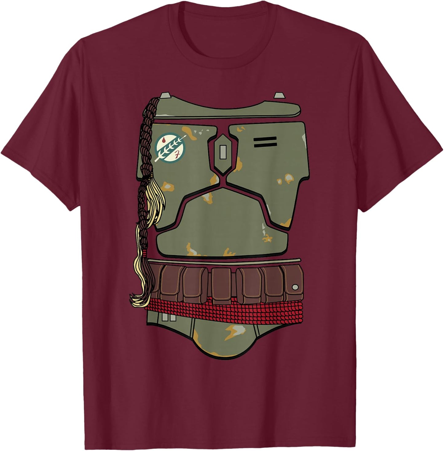 Star Wars Distressed Boba Fett Armor Halloween T-Shirt - T-Shirt | Maroon