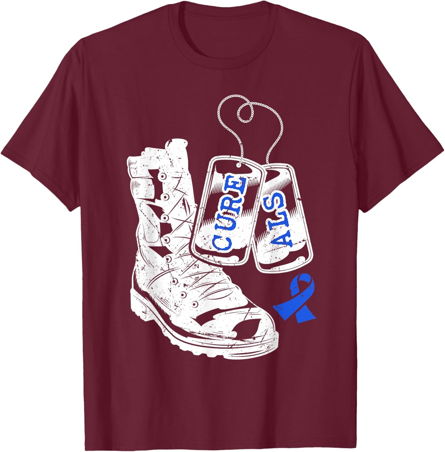ALS Awareness Proud Military Family Veteran Memorial Day T-Shirt - T-Shirt | Maroon