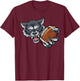 Wolf Cartoon Sports Team Mascot American Football Ball T-Shirt - T-Shirt | Maroon
