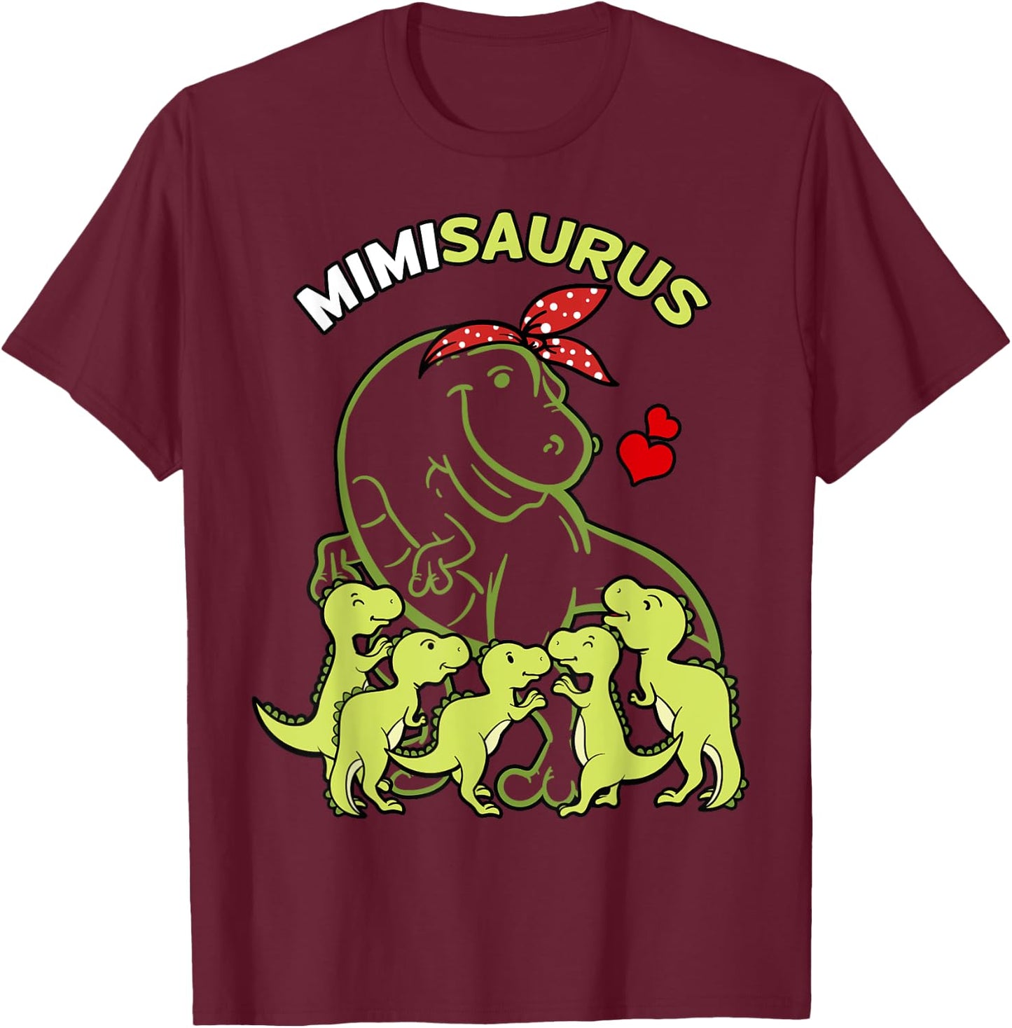 Mimisaurus Mimi 5 Kids Dinosaur Mother's Day T-Shirt - T-Shirt | Maroon