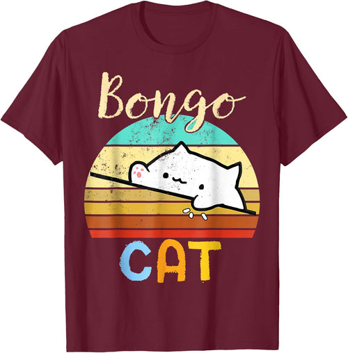 vintage sunset Bongo Cat cute Gamer meme gift