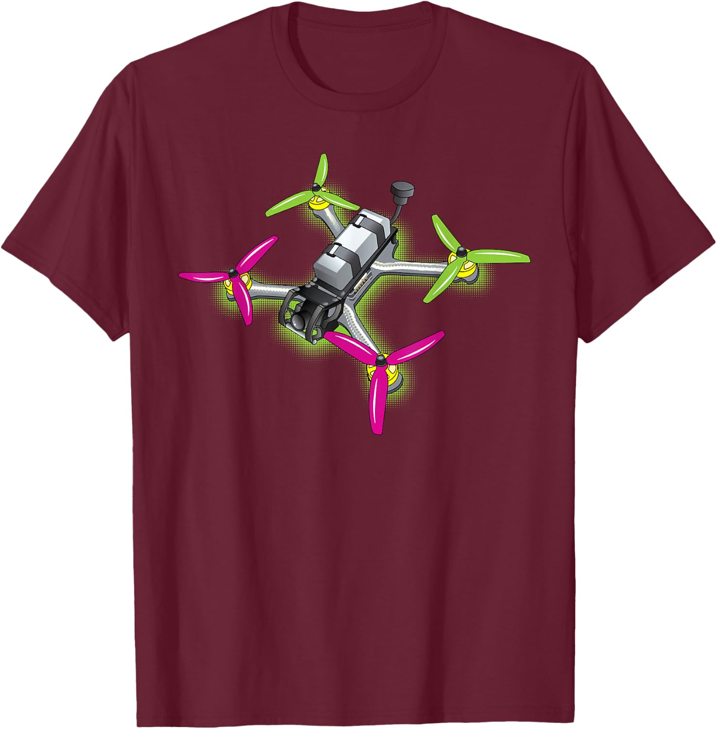 Freestyle FPV Racing Drone Pilot Acro Quadcopter Watermelon T-Shirt - T-Shirt | Maroon