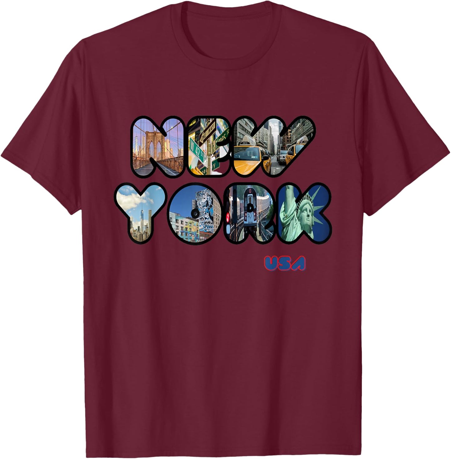 Statue of Liberty New York City NYC Skylines Souvenir T-Shirt - T-Shirt | Maroon