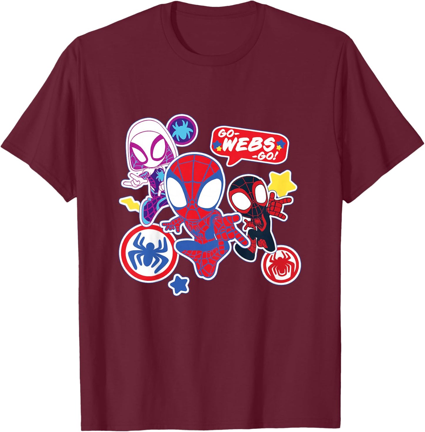 Kids Marvel Spidey and His Amazing Friends Go-Webs-Go Boys T-Shirt - T-Shirt | Maroon