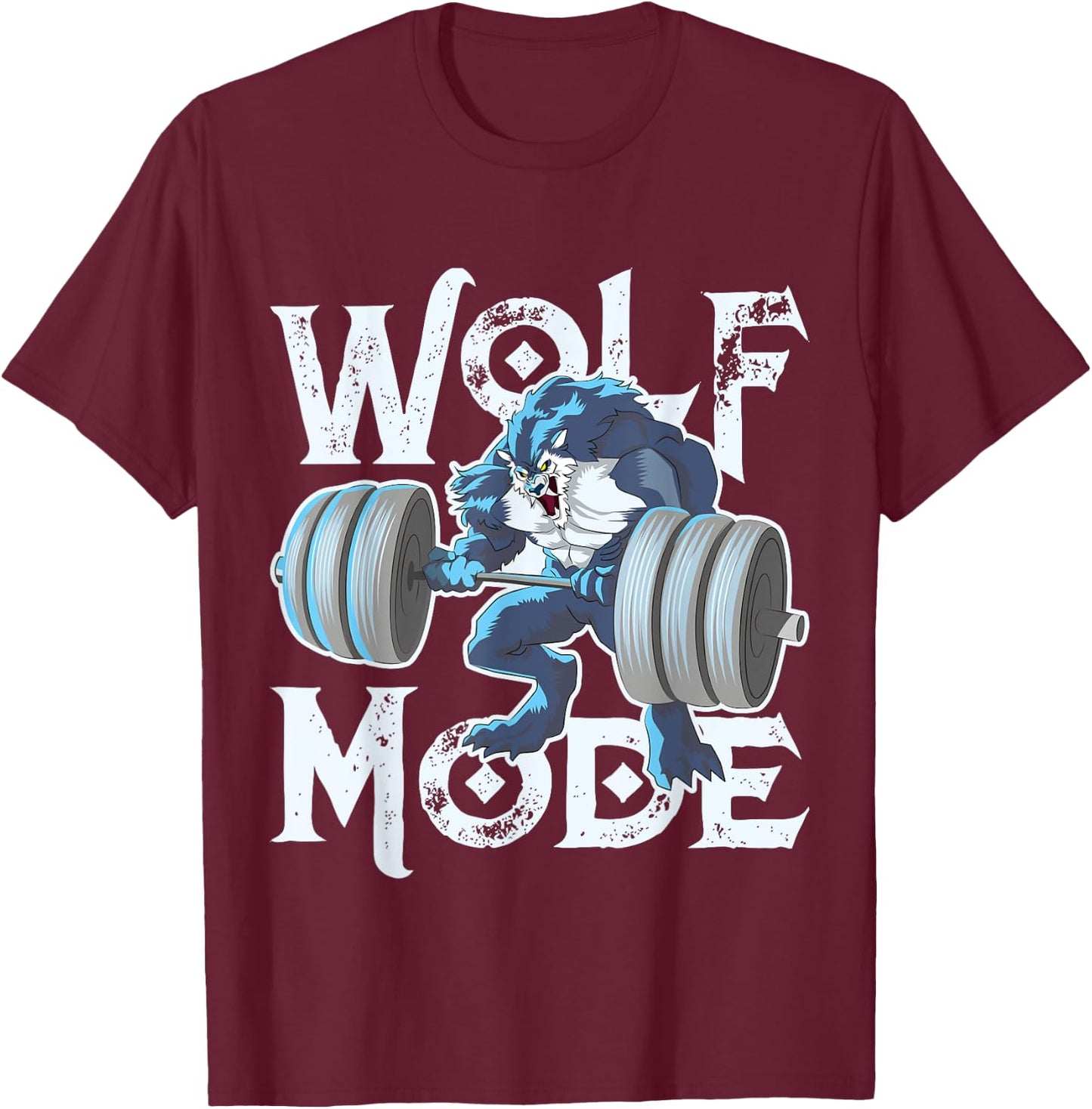 Wolf Mode Workout Lifting Weights Gym Beast Fitness Animal T-Shirt - T-Shirt | Maroon