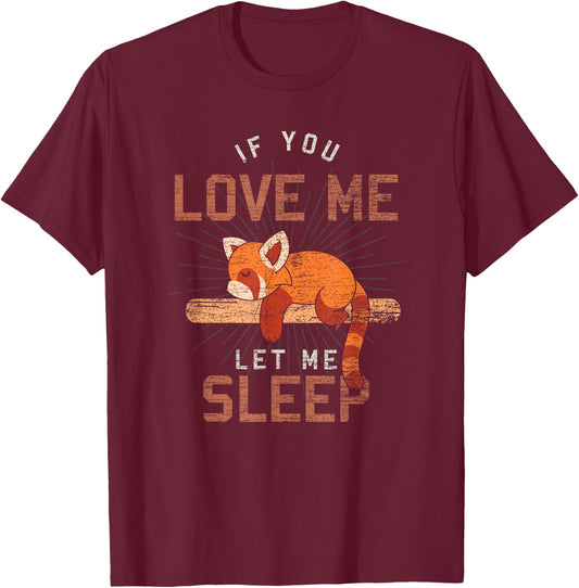 Cute Sleeping Animal PJ Napping Pajama Sleeping Red Panda T-Shirt - T-Shirt | Maroon