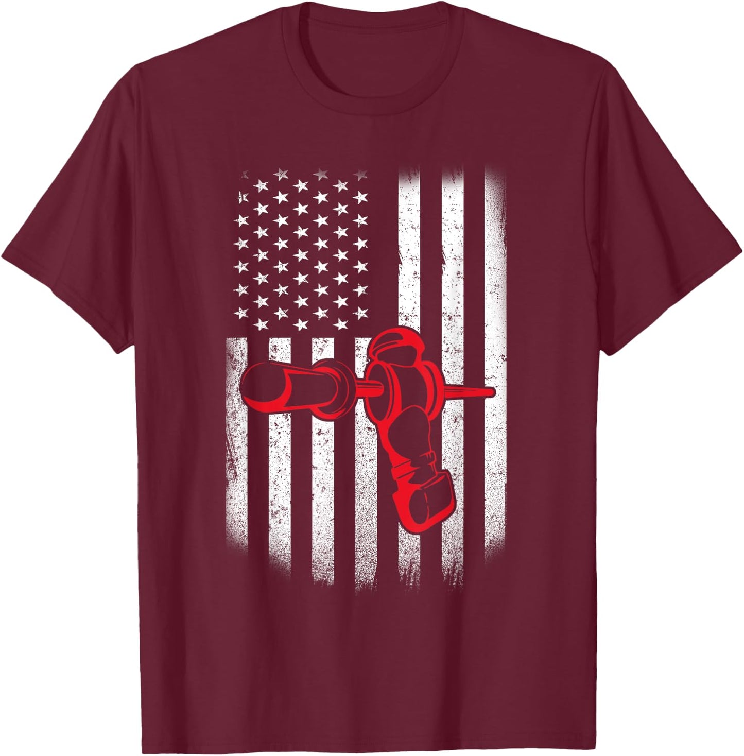 Vintage Distressed American Flag Patriotic Foosball Men T-Shirt - T-Shirt | Maroon