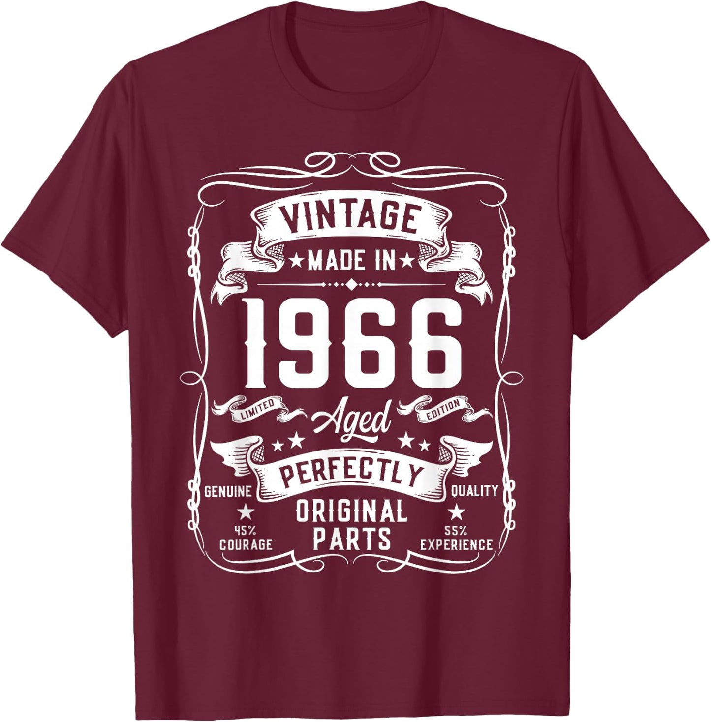 Vintage 1966 59yr 59th Birthday Gifts 59 Years Old T-Shirt - T-Shirt | Maroon