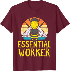 Essential Worker Bee Retro Nature Environment Men Women Kids T-Shirt - T-Shirt | Maroon