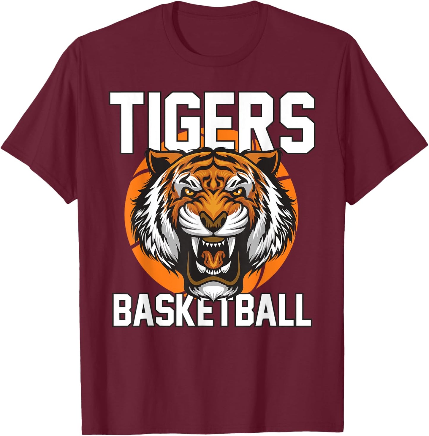 Tigers Basketball Designs Kids -Adults Basketball Fan Blue Small Classic Fit Short Sleeve T-Shirt - T-Shirt | Maroon