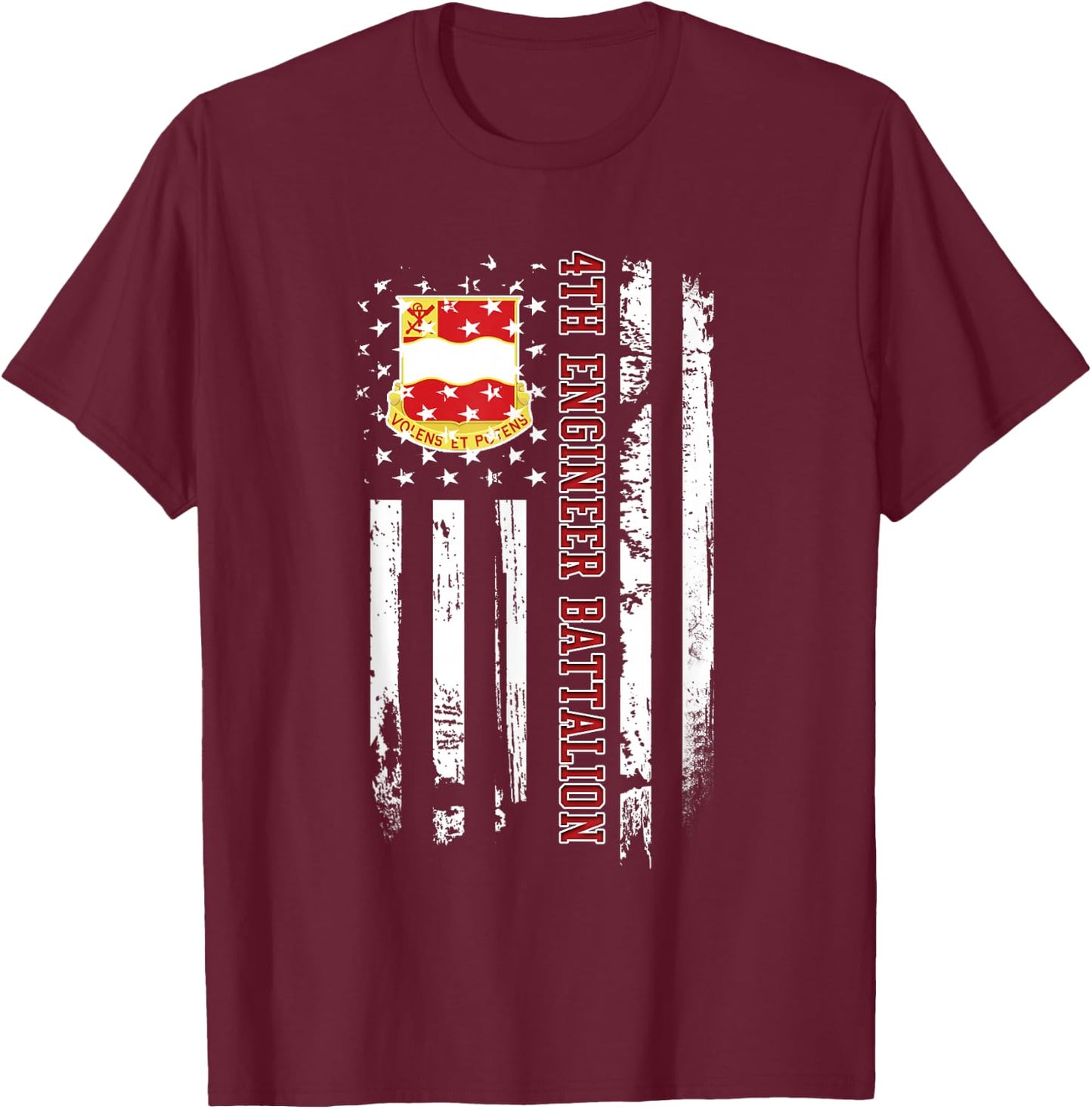 4th Engineer Battalion Veteran USA Flag Veterans Day Xmas Men T-Shirt - T-Shirt | Maroon