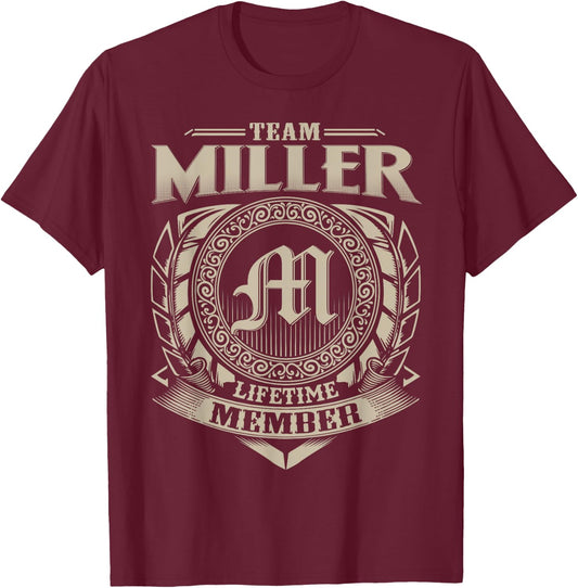 Team MILLER Lifetime Member Vintage MILLER Family T-Shirt - T-Shirt | Maroon