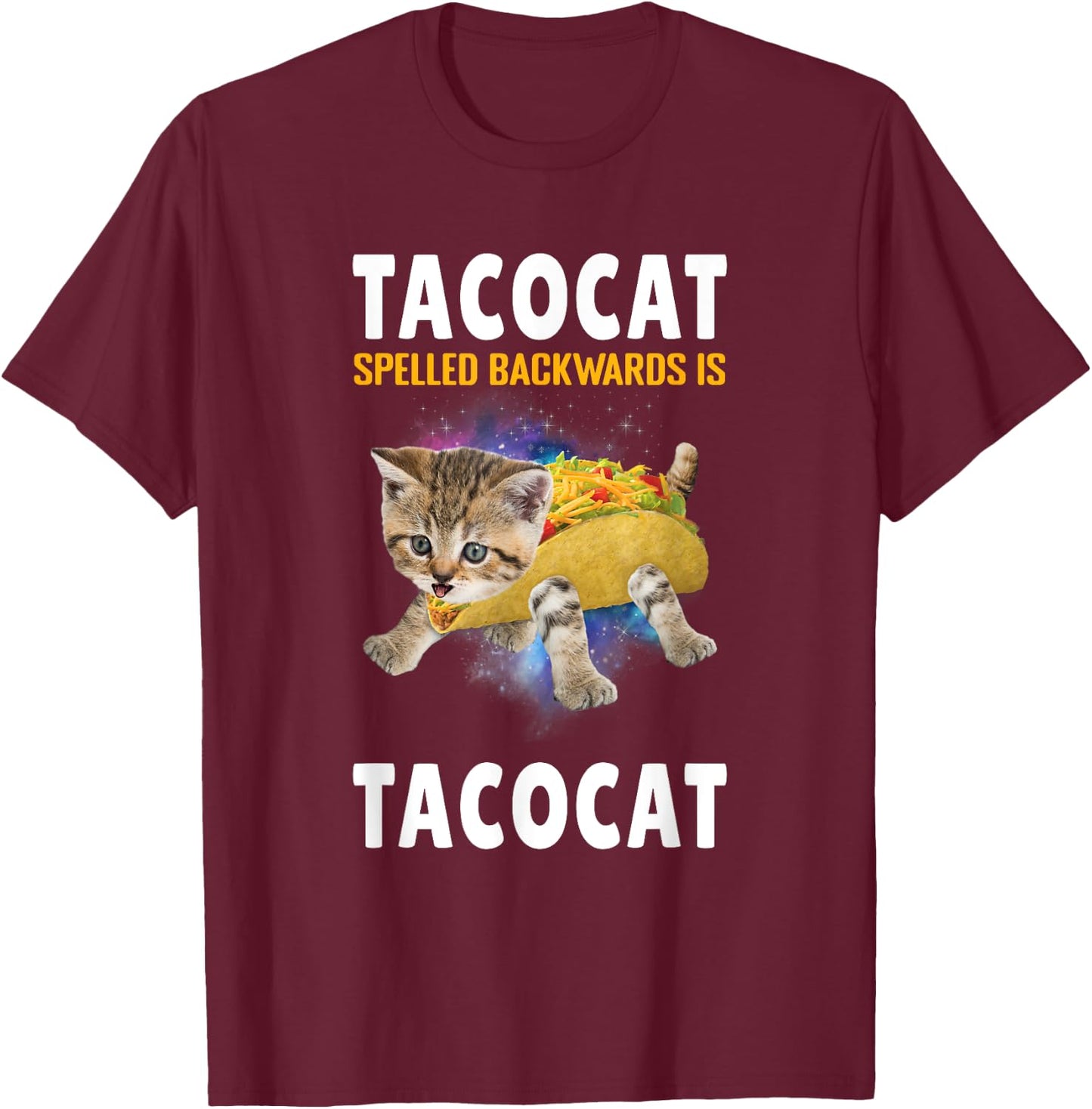 Tacocat Spelled Backward Is Taco cat Cat And Taco Lover Women Kids T-Shirt - T-Shirt | Maroon